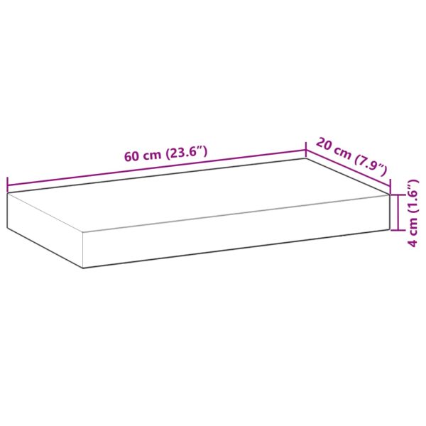 Wandschap Zwevend Onbehandeld Massief Acaciahout Naturel - Afbeelding 8