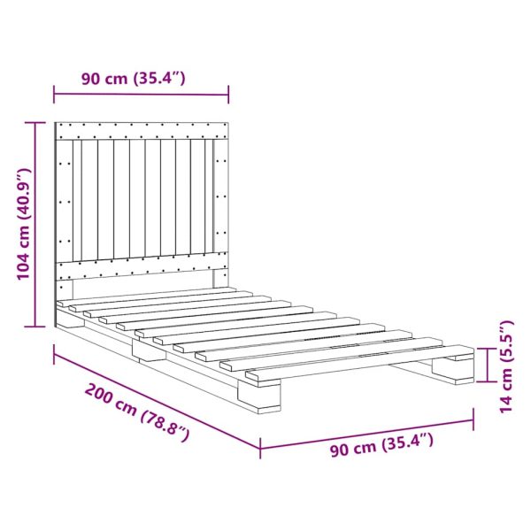 Bedframe Met Hoofdbord Massief Grenenhout 90X200 Cm - Afbeelding 11