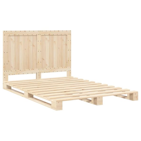 Bedframe Met Hoofdbord Massief Grenenhout Wit 140X200 Cm - Afbeelding 3