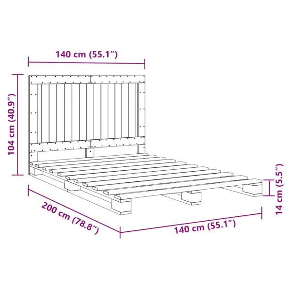 Bedframe Met Hoofdbord Massief Grenenhout Wit 140X200 Cm - Afbeelding 11