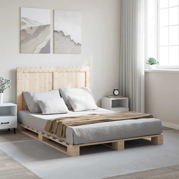 Bedframe Met Hoofdbord Massief Grenenhout Wit 140X200 Cm