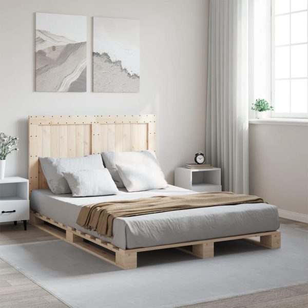 Bedframe Met Hoofdbord Massief Grenenhout 160X200 Cm Wit