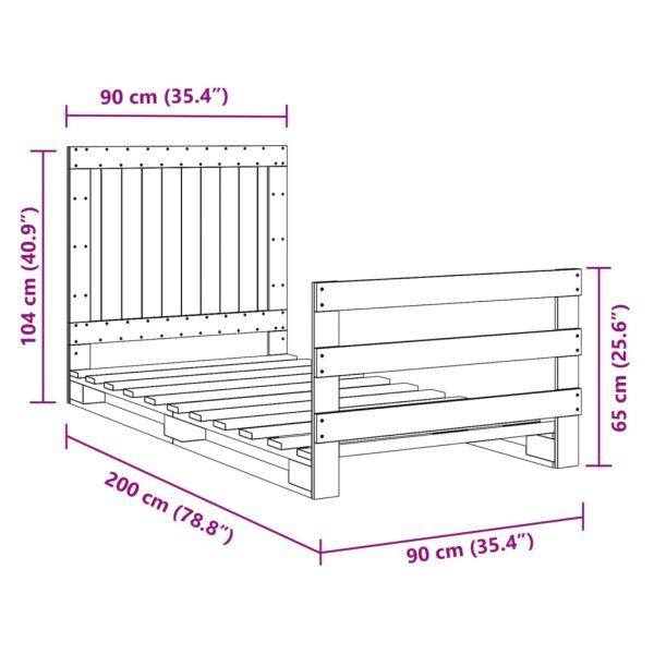 Bedframe Met Hoofdbord Massief Grenenhout 90X200 Cm Groen - Afbeelding 11