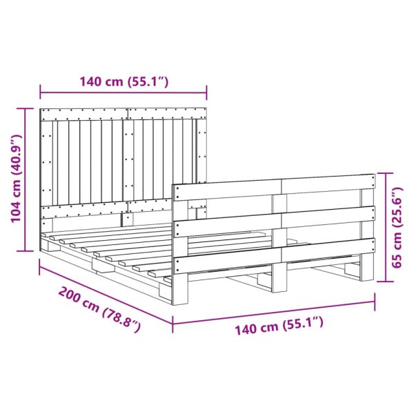 Bedframe Met Hoofdbord Massief Grenenhout Wit 140X200 Cm Wit - Afbeelding 11