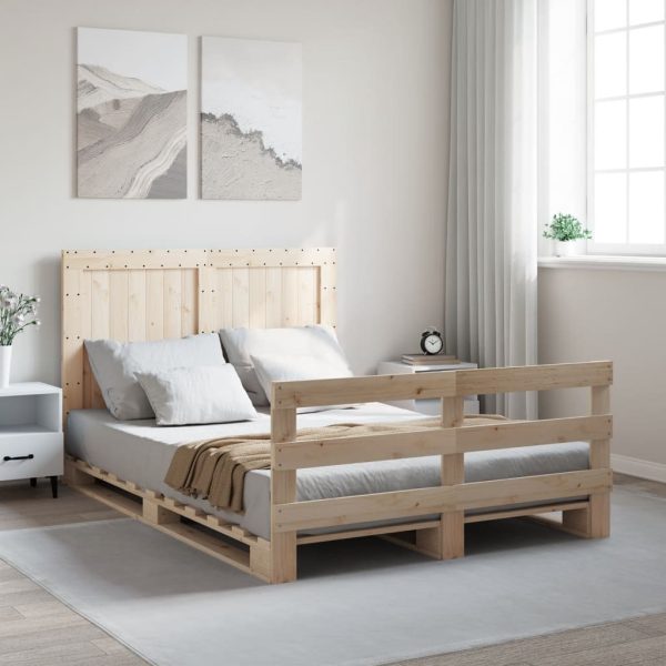 Bedframe Met Hoofdbord Massief Grenenhout Wit 140X200 Cm Wit