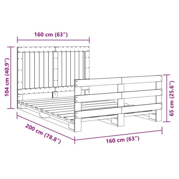 Bedframe Met Hoofdbord Massief Grenenhout 160X200 Cm - Afbeelding 11