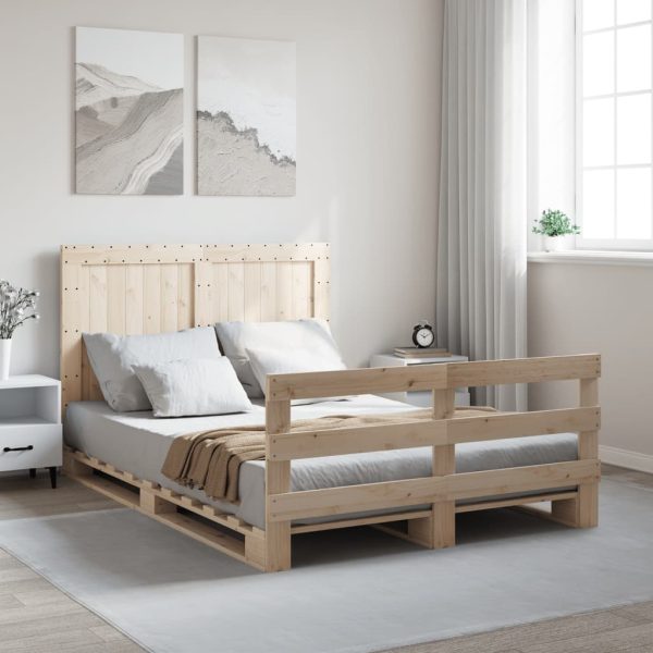 Bedframe Met Hoofdbord Massief Grenenhout 160X200 Cm