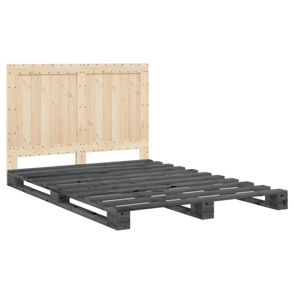 Bedframe Met Hoofdbord Massief Grenenhout Grijs 140X200 Cm Groen - Afbeelding 3