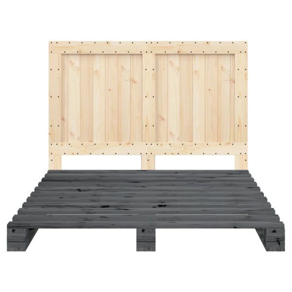 Bedframe Met Hoofdbord Massief Grenenhout Grijs 140X200 Cm Groen - Afbeelding 6