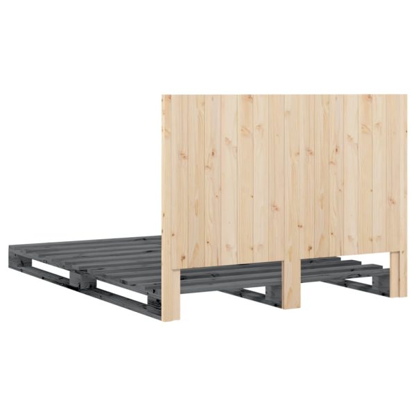 Bedframe Met Hoofdbord Massief Grenenhout Grijs 140X200 Cm Groen - Afbeelding 9