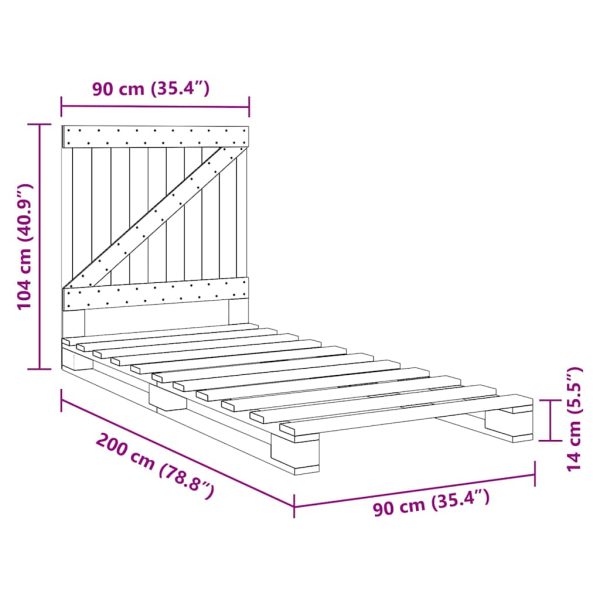 Bedframe Met Hoofdbord Massief Grenenhout 90X200 Cm - Afbeelding 11