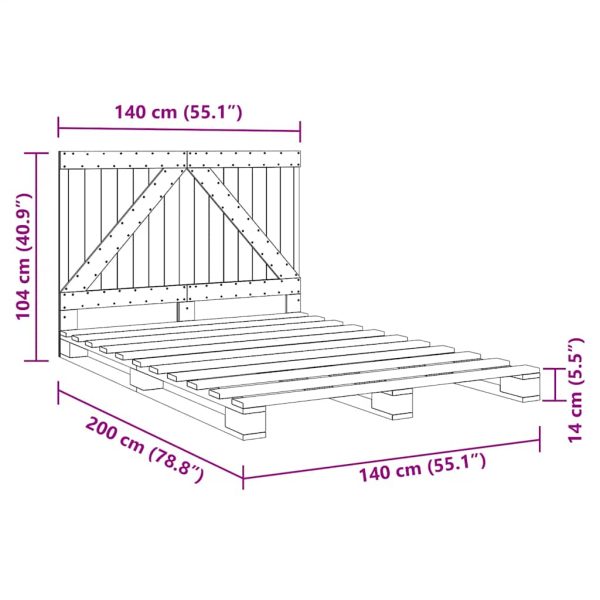 Bedframe Met Hoofdbord Massief Grenenhout Wit 140X200 Cm Groen - Afbeelding 11