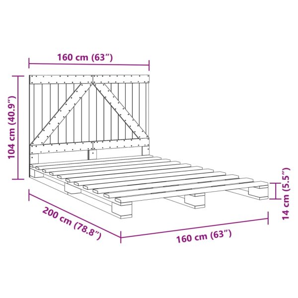 Bedframe Met Hoofdbord Massief Grenenhout 160X200 Cm - Afbeelding 11