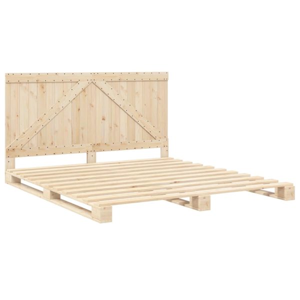 Bedframe Met Hoofdbord Massief Grenenhout 180X200 Cm Wit - Afbeelding 3