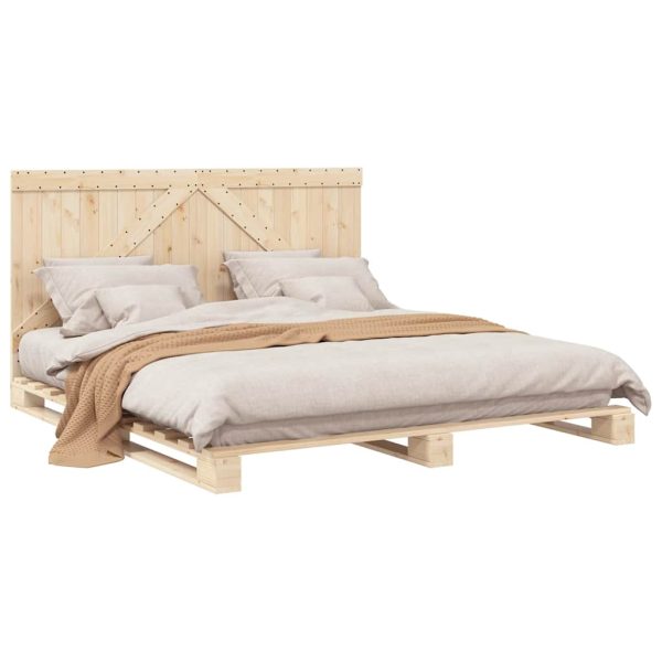 Bedframe Met Hoofdbord Massief Grenenhout 180X200 Cm Wit - Afbeelding 4