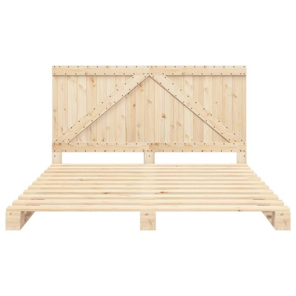 Bedframe Met Hoofdbord Massief Grenenhout 180X200 Cm Wit - Afbeelding 5