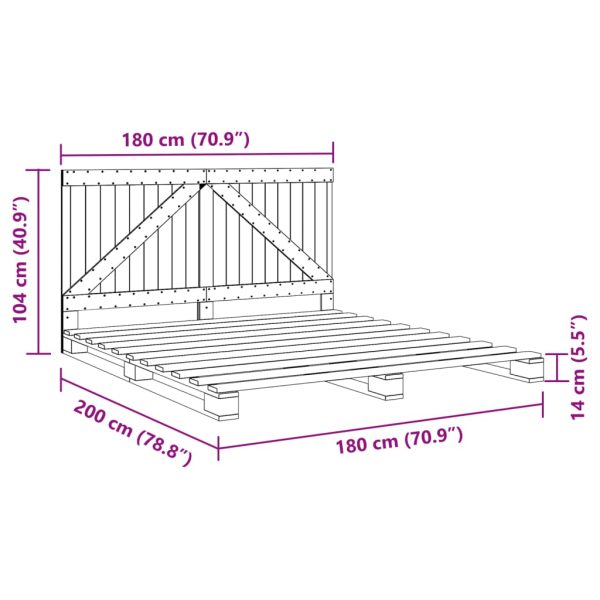 Bedframe Met Hoofdbord Massief Grenenhout 180X200 Cm Wit - Afbeelding 11