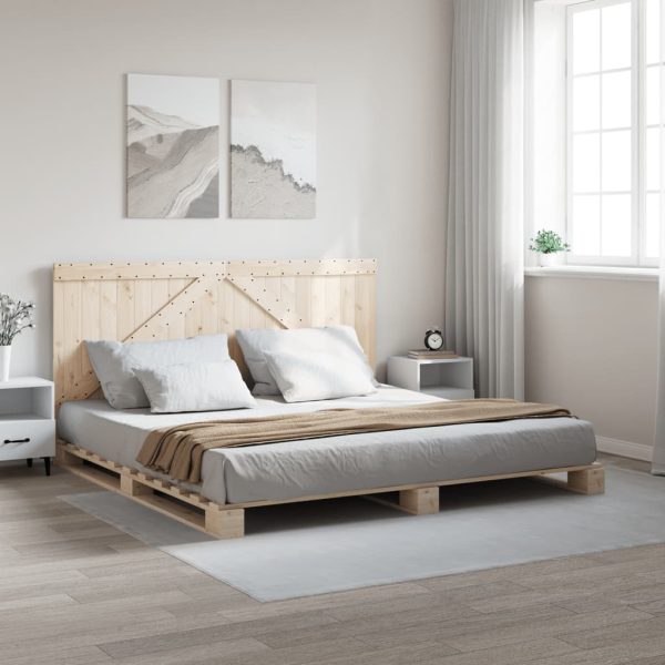 Bedframe Met Hoofdbord Massief Grenenhout 180X200 Cm Wit