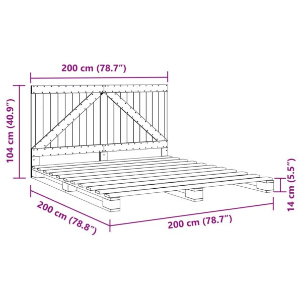 Bedframe Met Hoofdbord Massief Grenenhout 200X200 Cm - Afbeelding 11