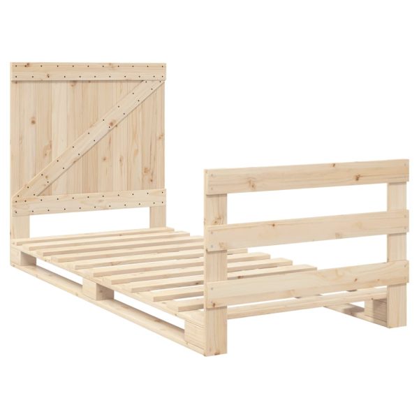 Bedframe Met Hoofdbord Massief Grenenhout 90X200 Cm Wit - Afbeelding 3