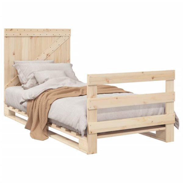 Bedframe Met Hoofdbord Massief Grenenhout 90X200 Cm Wit - Afbeelding 4