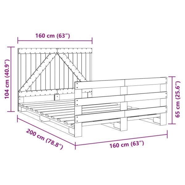 Bedframe Met Hoofdbord Massief Grenenhout 160X200 Cm Groen - Afbeelding 11