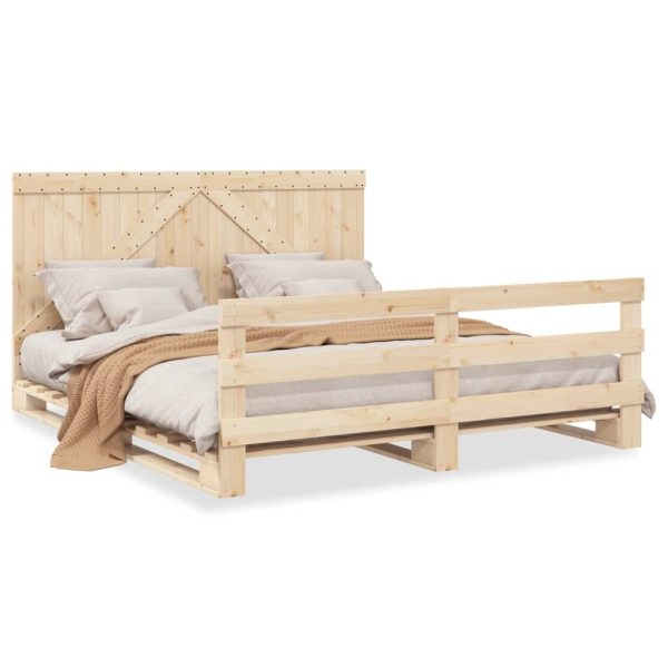 Bedframe Met Hoofdbord Massief Grenenhout 180X200 Cm - Afbeelding 2