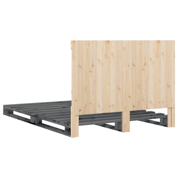 Bedframe Met Hoofdbord Massief Grenenhout Grijs 140X200 Cm - Afbeelding 9