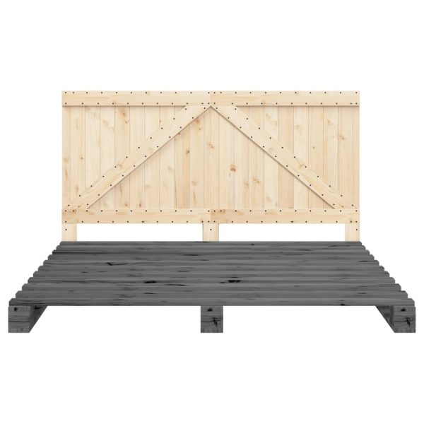 Bedframe Met Hoofdbord Massief Grenenhout Grijs 200X200 Cm Groen - Afbeelding 5