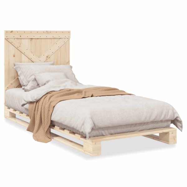 Bedframe Met Hoofdbord Massief Grenenhout 90X200 Cm - Afbeelding 2