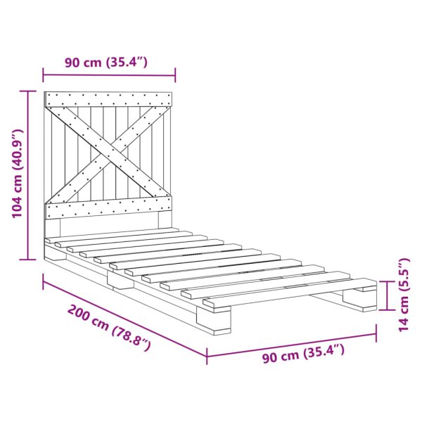 Bedframe Met Hoofdbord Massief Grenenhout 90X200 Cm - Afbeelding 11