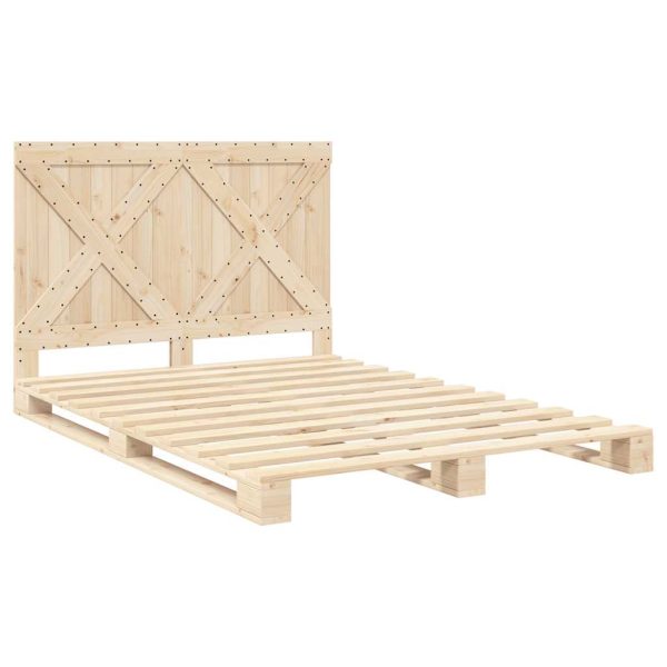 Bedframe Met Hoofdbord Massief Grenenhout Wit 140X200 Cm - Afbeelding 3