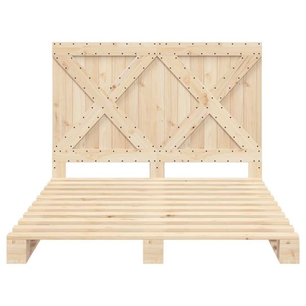 Bedframe Met Hoofdbord Massief Grenenhout Wit 140X200 Cm - Afbeelding 5