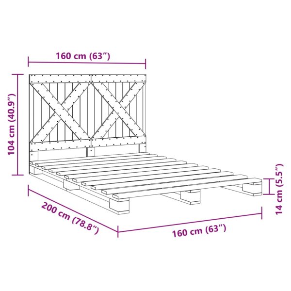 Bedframe Met Hoofdbord Massief Grenenhout 160X200 Cm Groen - Afbeelding 11