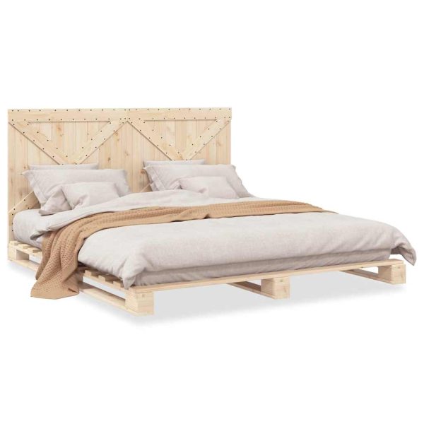 Bedframe Met Hoofdbord Massief Grenenhout 180X200 Cm - Afbeelding 2