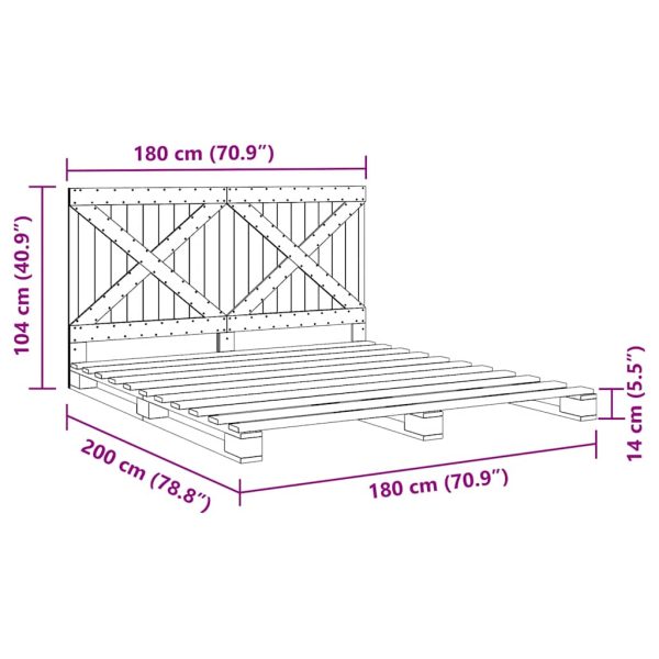 Bedframe Met Hoofdbord Massief Grenenhout 180X200 Cm - Afbeelding 11