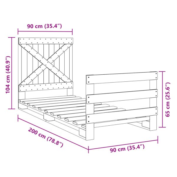 Bedframe Met Hoofdbord Massief Grenenhout 90X200 Cm - Afbeelding 11