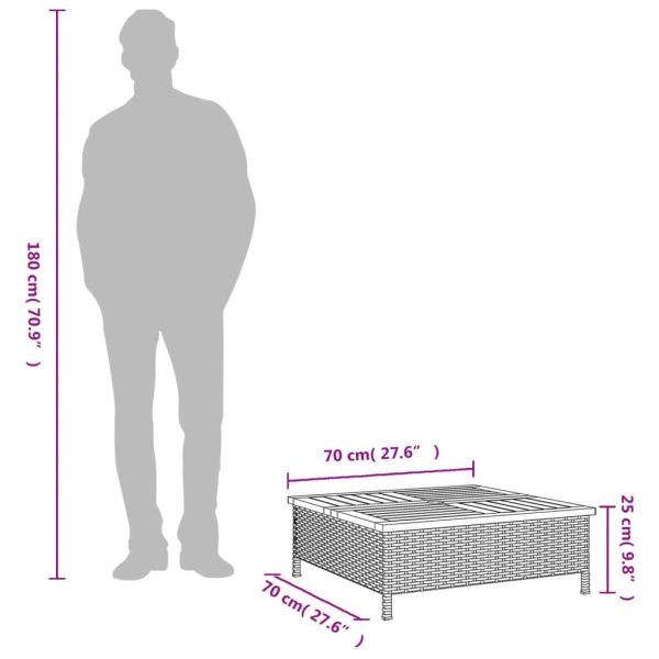 Tuintafel 70X70X25 Cm Poly Rattan En Acaciahout - Afbeelding 9