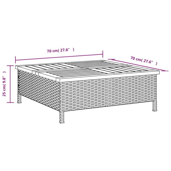 Tuintafel 70X70X25 Cm Poly Rattan En Acaciahout - Afbeelding 10