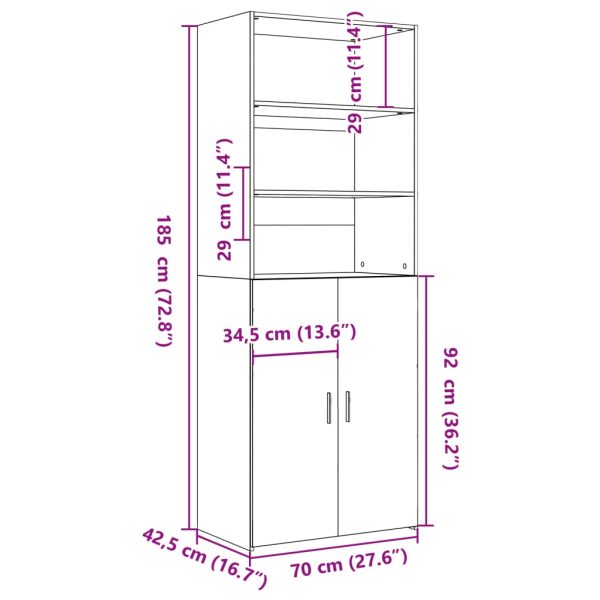 Hoge Kast 70X42,5X185 Cm Bewerkt Hout - Afbeelding 9