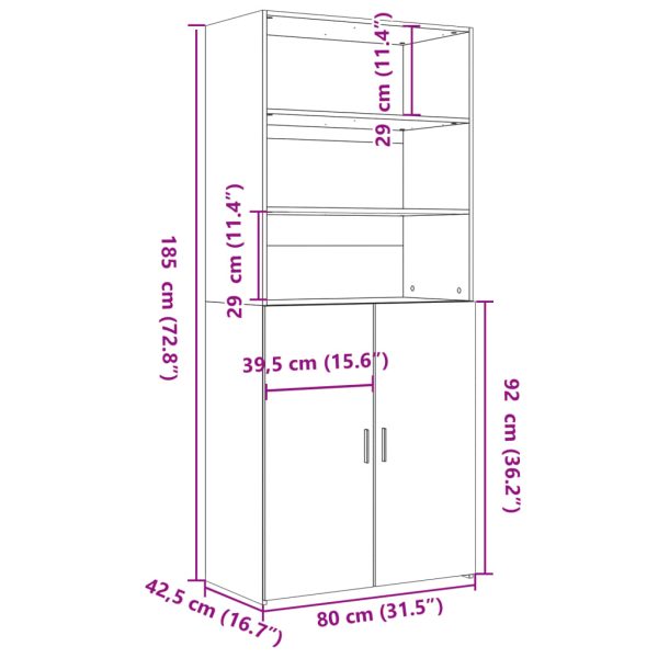 Hoge Kast 80X42,5X185 Cm Bewerkt Hout - Afbeelding 9