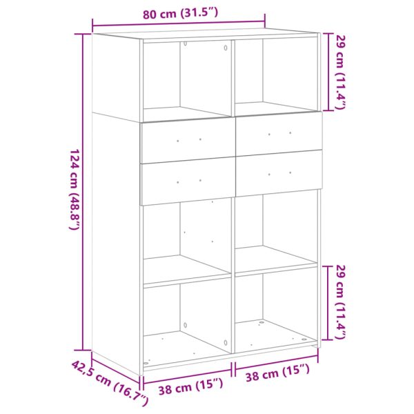 Hoge Kast 80X42,5X124 Cm Bewerkt Hout - Afbeelding 10