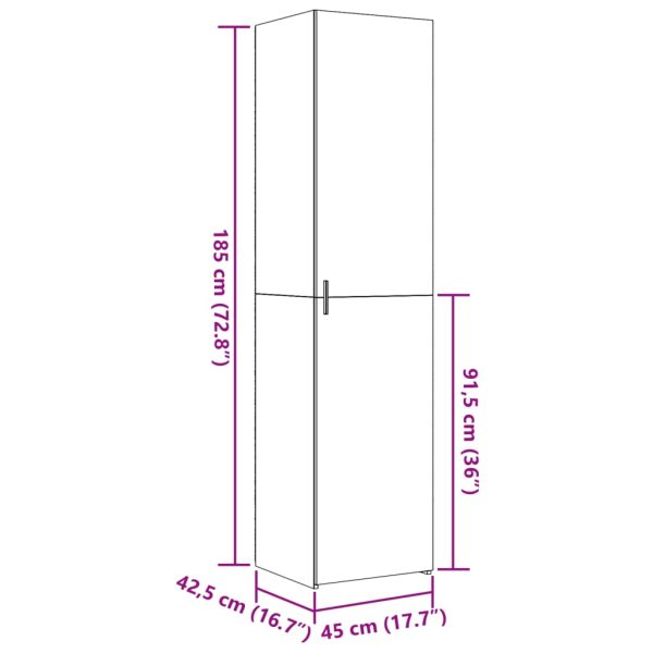 Hoge Kast 45X42,5X185 Cm Bewerkt Hout Eikenkleurig - Afbeelding 10