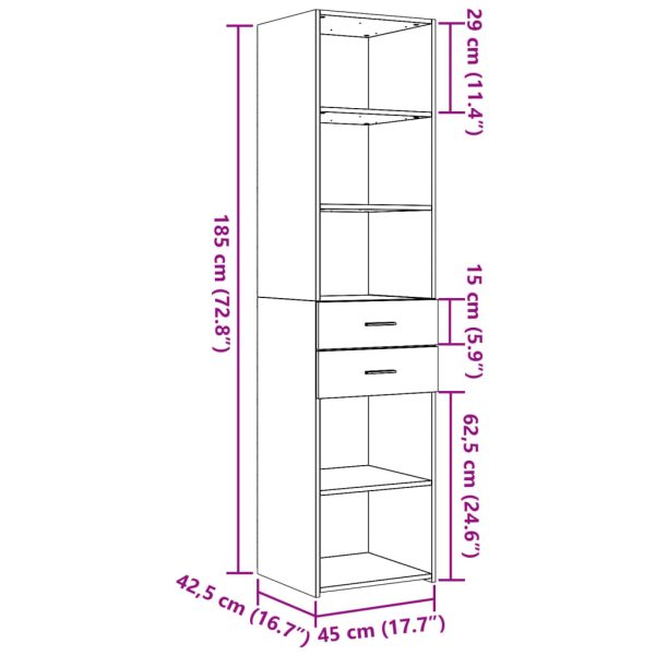 Hoge Kast 45X42,5X185 Cm Bewerkt Hout - Afbeelding 9