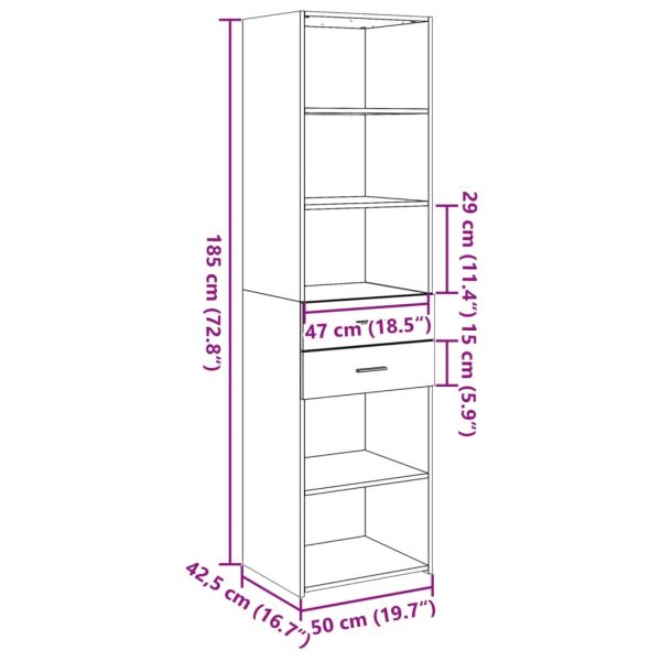 Hoge Kast 50X42,5X185 Cm Bewerkt Hout - Afbeelding 9