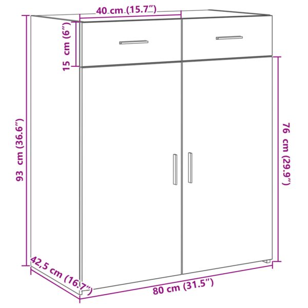 Dressoir 80X42,5X93 Cm Bewerkt Hout - Afbeelding 9