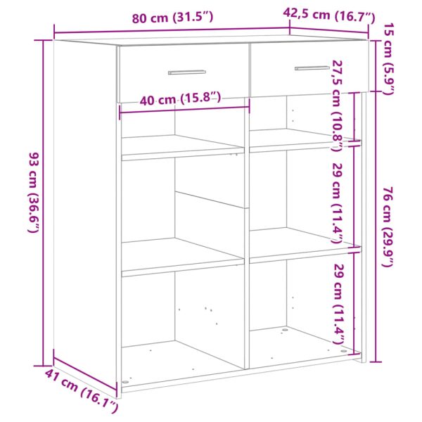 Dressoir 80X42,5X93 Cm Bewerkt Hout - Afbeelding 10