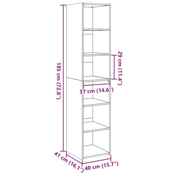 Hoge Kast 40X41X185 Cm Bewerkt Hout - Afbeelding 9