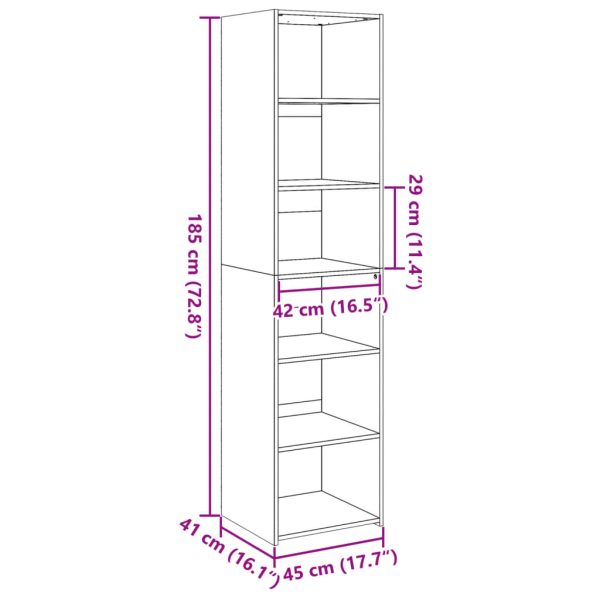 Hoge Kast 45X41X185 Cm Bewerkt Hout - Afbeelding 9