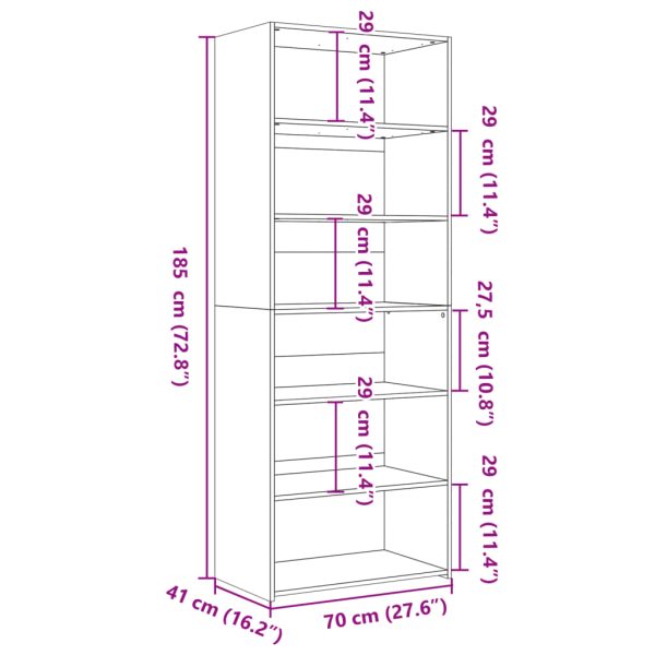 Hoge Kast 70X41X185 Cm Bewerkt Hout - Afbeelding 9